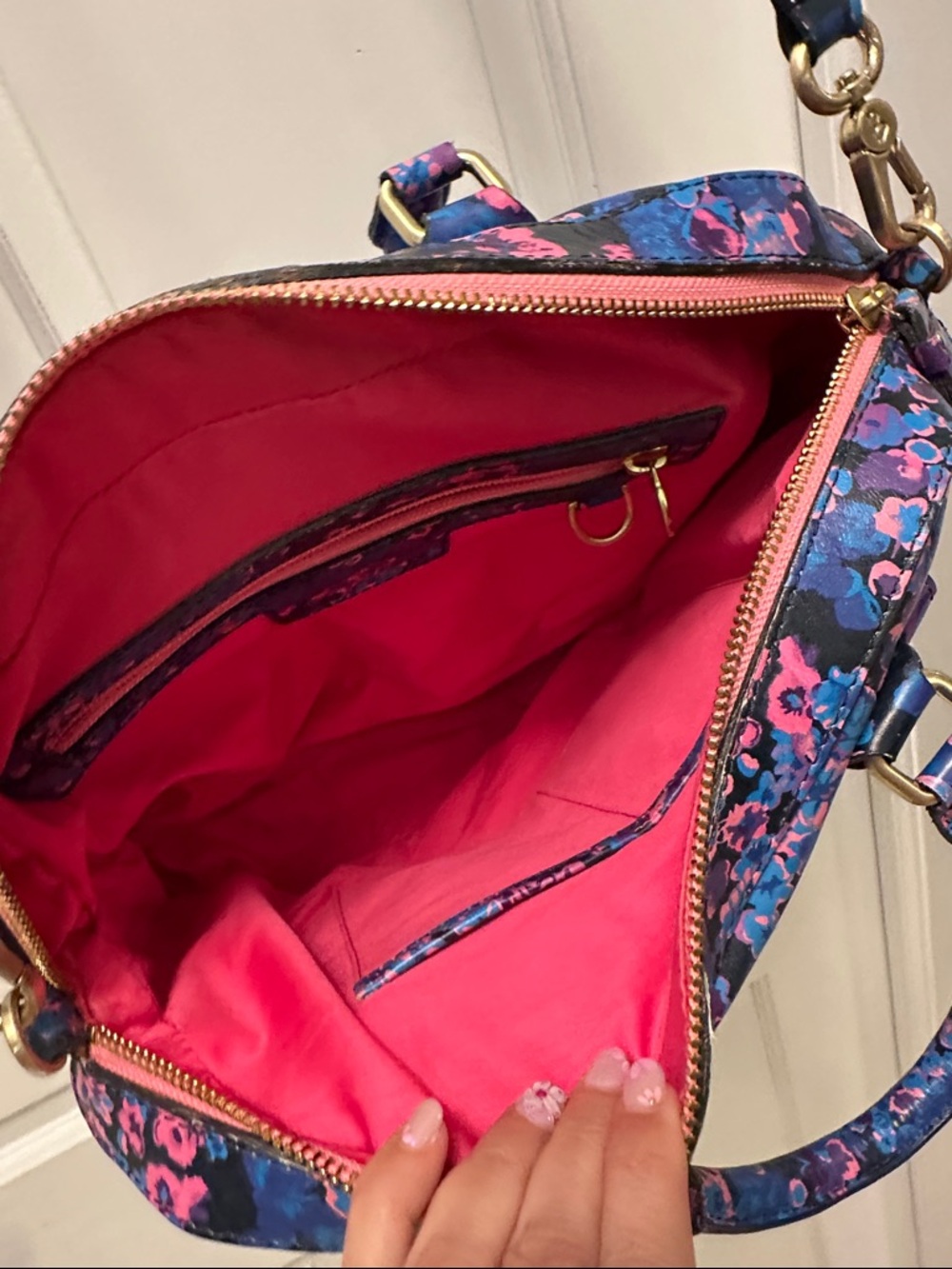 Boden Floral Satchel - Blue & Pink - Picture 9 of 13